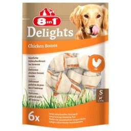 4x210g 8in1 Delights, poulet, os à mâcher taille S, (24 os) - Friandises pour chien