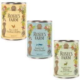 Lot Rosie's Farm Adult 24 x 400 g pour chien - lot mixte n.2 (poulet, poisson, gibier)