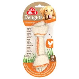 3x65g 8in1 Delights, poulet, os à mâcher taille M, (3 os) - Friandises pour chien