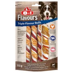 8in1 Triple Flavour Rolls Bâtonnets à mâcher pour chien - 3 x 3 bâtonnets à mâcher