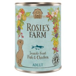 24x400g Rosie's Farm Adult poisson , poulet - Pâtée pour chien