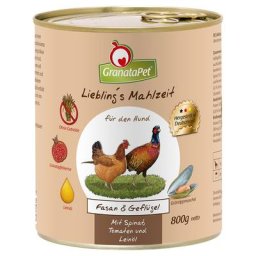 24x800g GranataPet Liebling's Mahlzeit faisan, volaille, épinards, tomates, huile de lin