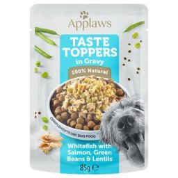 12x85g Applaws Taste Toppers en sauce poisson blanc, saumon - Pâtée pour chien