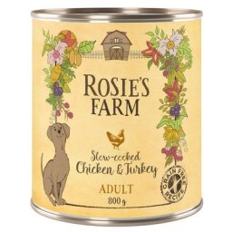 24x800g Adult poulet, dinde Rosie's Farm - Pâtée pour chien