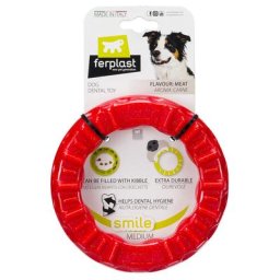 Anneau à mâcher Ferplast Smile, rouge pour chien - taille M : 16 cm de diamètre x H 3,2 cm