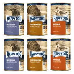 Lot Happy Dog Sensible Pure 12 x 400 g pour chien - lot mixte (pure dinde, pur buffle, pur canard)