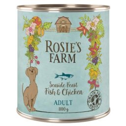 6x800g Rosie's Farm Adult poisson, poulet - Pâtée pour chien