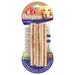 6x75g 8in1 Delights, bœuf, bâtonnets à mâcher (18 bâtonnets) - Friandises pour chien