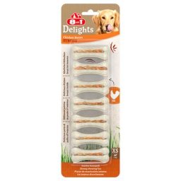 6x140g 8in1 Delights Strong, os à mâcher taille XS, (42 os) - Friandises pour chien