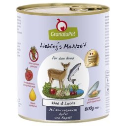 12x800g Liebling's Mahlzeit gibier, saumon, légumes-racines, fenouil, pommes, huile colza Granatapet