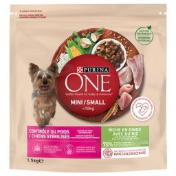 12x1,5kg PURINA ONE Mini Contrôle du poids /Chien stérilisés dinde, riz - Croquettes pour chien