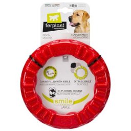 Anneau à mâcher Ferplast Smile, rouge pour chien - taille L : 20 cm de diamètre x H 3,9 cm