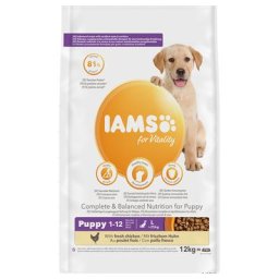 2x12kg IAMS Puppy & Junior Large poulet - Croquettes pour chien