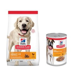 14kg Adult 1-5 Light Large poulet Science Plan Hill's Croquettes pour chien + 6 sachets offerts !