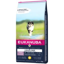 12kg Eukanuba Grain Free Puppy Large Breed au poulet - Croquettes pour chien
