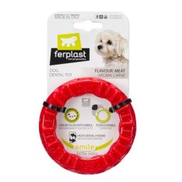 Anneau à mâcher Ferplast Smile, rouge pour chien - taille XS : 8,5 cm de diamètre x H 1,7 cm
