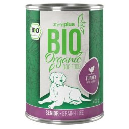 6x400g zooplus Bio Senior dinde, carottes - Pâtée pour chien