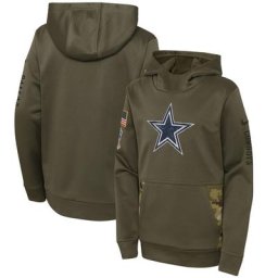 Dallas Cowboys Nike 2022 Salute To Service Therma Performance Pullover Hoodie - Camouflage - Junior