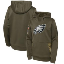 Philadelphia Eagles Nike 2022 Salute To Service Therma Performance Pullover Hoodie - Camouflage - Junior