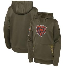 Chicago Bears Nike 2022 Salute To Service Therma Performance Pullover Hoodie - Camouflage - Junior