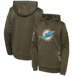Miami Dolphins Nike 2022 Salute To Service Therma Performance Pullover Hoodie - Camouflage - Junior