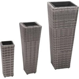 Lot de 3 Bacs à fleurs - Jardinières pour extérieur/intérieur jardin terrasse balcon - Résine