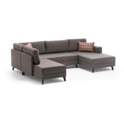 Cotecosy - Canapé panoramique d'angle à gauche modulable Lardie Tissu Marron - Marron