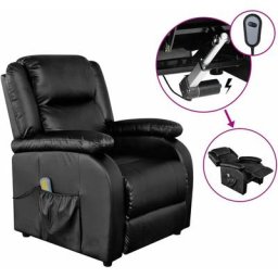 Fauteuil Relax électrique Fauteuil de massage - Fauteuil de Relaxation Noir Similicuir BV406106