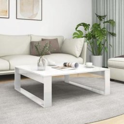 Table basse Table de salon Bout de canapé Blanc brillant 100x100x35 cm Aggloméré 40578 - Blanc