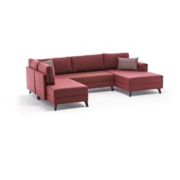 Cotecosy - Canapé panoramique d'angle à gauche modulable Lardie Tissu Bordeaux - Bordeaux