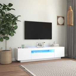 Meuble tv avec lumières led Moderne - Meuble de rangement - Buffet Salon - Blanc 160x35x40 cm