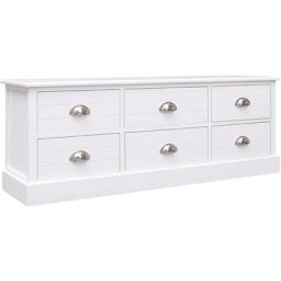 Meuble TV | Banc TV Armoire de rangement Blanc 108x30x40 cm Bois de Paulownia solide 85482 - Blanc