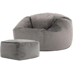 icon Pouf Classique en Velours Aurora, Fauteuil Pouf pour Adultes, 85cm x 50cm, Gris Anthracite