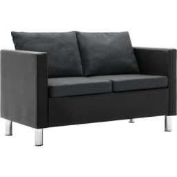 Vidaxl - Canapé à 2 places Simili-cuir Noir et gris foncé Black and dark grey