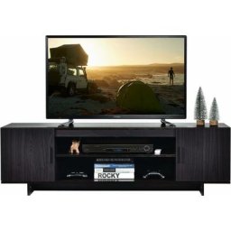 GOPLUS Meuble TV, Banc Television avec 2 Portes et 2 Etageres,Console de TV Moderne, Centre de