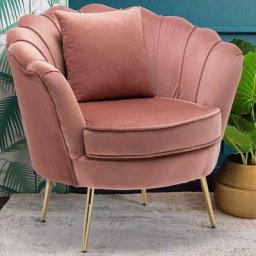 Fauteuil Relax Tissu Velours et Métal Rembourré Design Moderne Rose