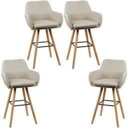 Lot de 4 Tabourets de Bar Tabourets Hauts Chaises de Cuisine,Chaise Haute de Bar Linen Grant, Pieds