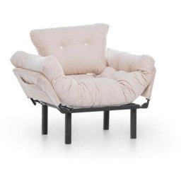 Fauteuil avec accoudoirs mobiles Tresa Velours Blanc crème - Crème