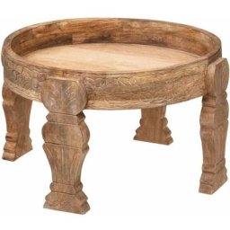 Table à café ronde en bois Gypsy de style rustique - Beige - d. 51 x h. 33,5 cm - Livraison