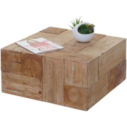 Table basse de salon HWC-A15, table d'appoint, bois de sapin rustique massif - 30x60x60cm
