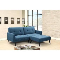 HL - Canapé avec pouf 200 x 83-42 x 86-102 cm - Bleu - Bleu