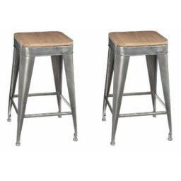 Lot de 2 tabouret Joris en métal - l 38 x l 38 x h 59,9 cm - Gris - Livraison gratuite - Beige