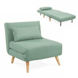 Maora - Fauteuil convertible en tissu vert d'eau - Vert