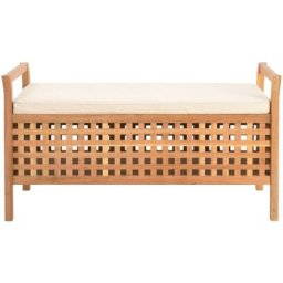 Banc Coffre de rangement - Banquette Pouf 93x49x49 cm Bois de noyer massif BV464063 Bonnevie Brun