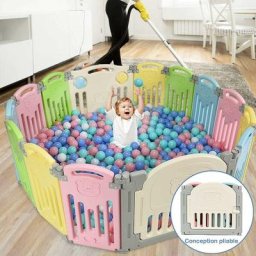 Costway - Barrière de Sécurité avec Porte Barrière du Jeux pour Enfant