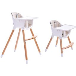 Chaise Haute Bébé Convertible2 en 1 Forme-A Stable HauteurRéglable avec Coussin