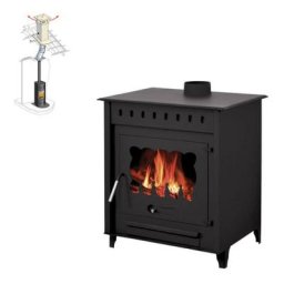 Pack Poêle à bois LYA 12KW bûches 45cm + Kit Conduit 150 - Acier - Acier