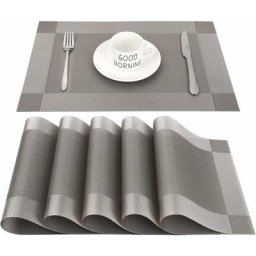 Sets de Table pvc Antidérapant Lavable Résiste à la Chaleur Rectangulaire Vinyle Set de Table pour