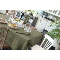 Nappe rectangle 150 x 350 cm Gaze de coton Romarin - Kaki