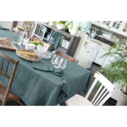 Nappe rectangle 150 x 350 cm Gaze de coton Bleu canard - Bleu